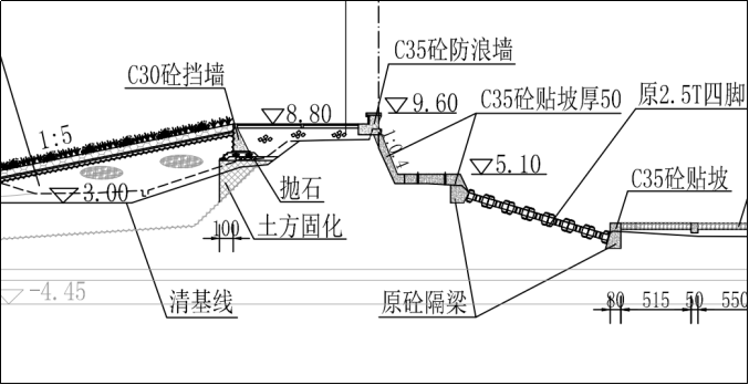 台州市循环经济产业集聚区海塘提升工程设计图（局部，固化土部分）